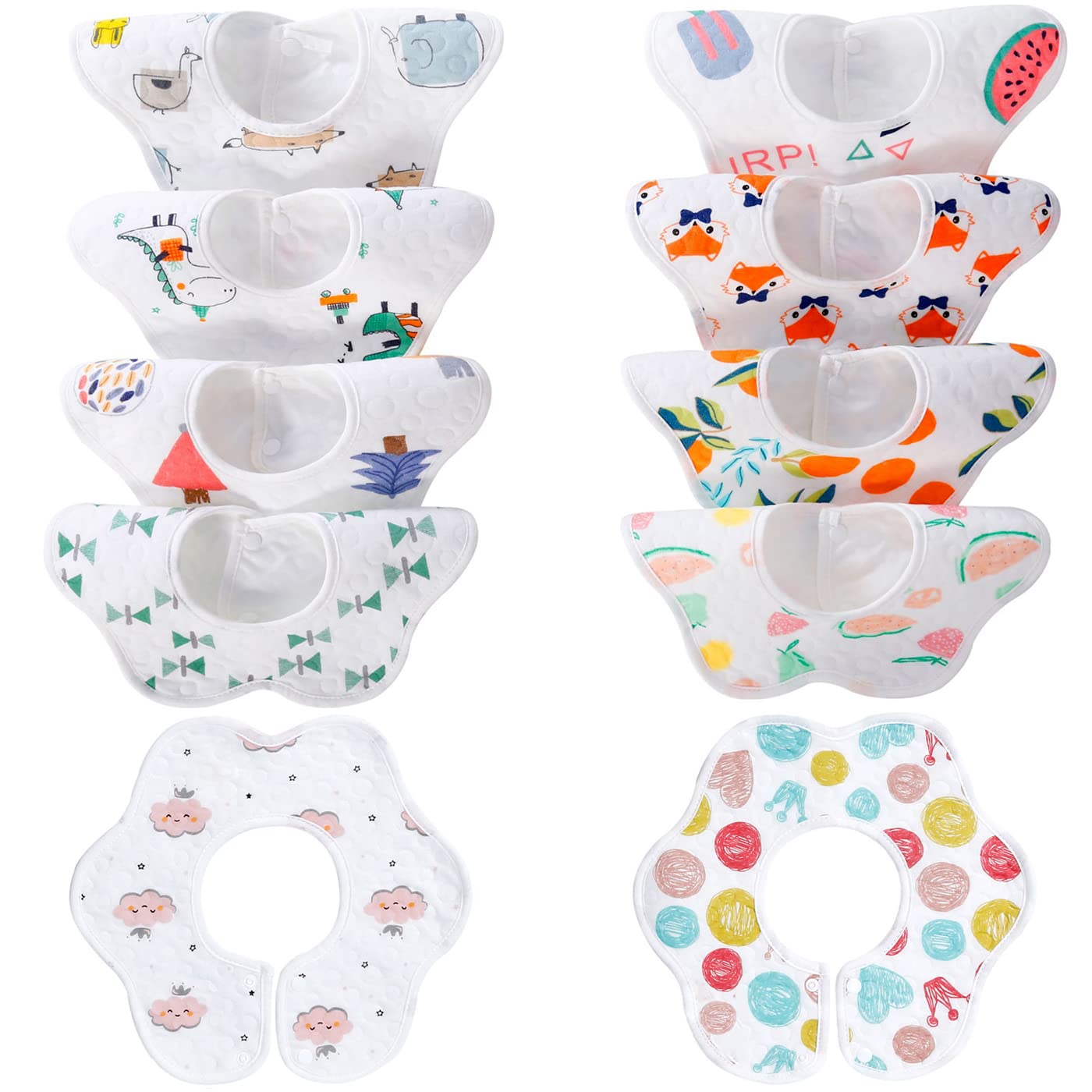 251030090744745_1 10-Pack 360 Rotate Baby Bibs for Eating and Drooling, Soft and Waterproof Bibs for Girls Boys - Image 1